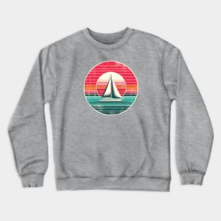 Seventies stripes and sailboat Crewneck Sweatshirt